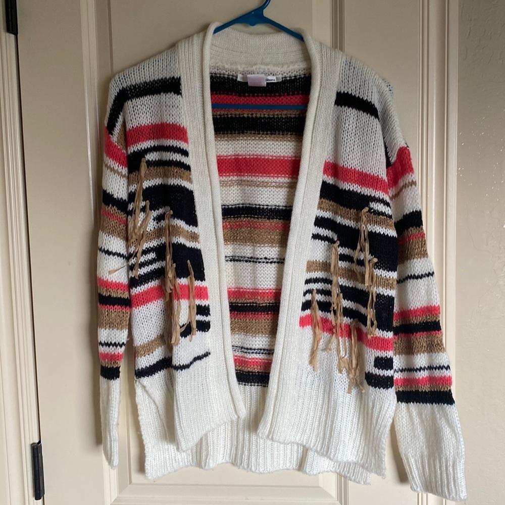 Striped fringe sweater